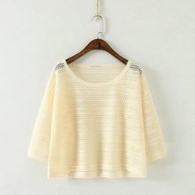 韩版 蕾丝短款 百搭防晒罩衫 外套搭配吊带连衣裙薄款 春夏女七分袖