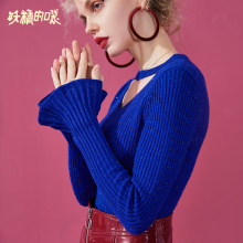 妖精的口袋早秋长袖毛衣韩版秋装2018新款时尚修身打底针织衫女图片