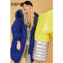 妖精的口袋韩版宽松真毛领羽绒服女冬装2018新款中长款连帽外套图片