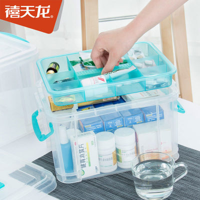 禧天龙家用便携多层急救药品整理多功能医药箱包药物收纳箱储物箱