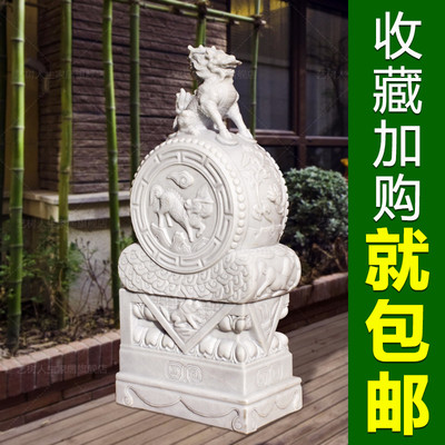 汉白玉石雕门墩抱鼓石麒麟门墩庭院门口装饰摆件石狮子中式门墩