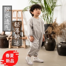 宝宝连体罩衣全身防水透气春夏季男女婴儿吃饭防脏婴儿爬行服长袖