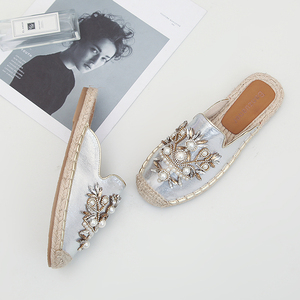 珍珠水钻渔夫鞋