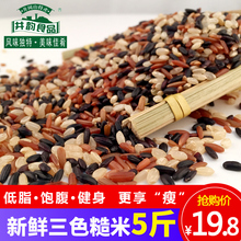 5黑米饭东北五谷杂粮粗粮 三色糙米5斤包井冈山红米农家新米500g