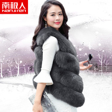 2017女装皮草马甲女新款狐狸毛背心披肩外套经典皮毛一体冬装上衣图片