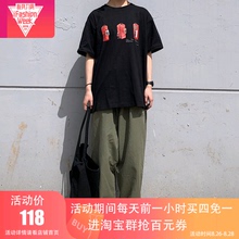 LKSTORE KTDA19SS刺绣logo长裤男女情侣工装日系直筒裤长裤潮牌