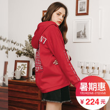 拉夏贝尔La Babite2018新款春装女连帽卫衣宽松原宿风bf学生外套图片
