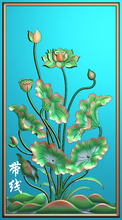 精雕图花草 浮雕图花草jdp灰度图花草 方板 HC-024荷花小板带线