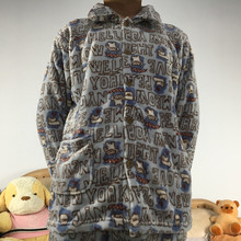 冬季新品 法兰绒加厚单件睡衣上衣珊瑚绒情侣男女士家居服保暖上装