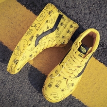 vansυ hi查理布朗女鞋 Sk8 VANSU史努比涂鸦联名高帮黄色帆布男鞋