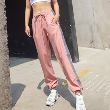 女夏季宽松速干透气跑步训练长裤 瑜伽裤 休闲运动裤 弹力薄款 2018新