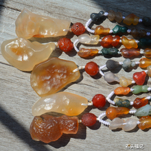 毛衣链 彩色葫芦原石项链 阿拉善奇石 天然戈壁玛瑙原石