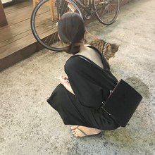 单肩斜挎韩版 简约百搭复古夹子包气质小方包女 黑色包包女2018新款