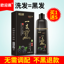 天然植物一支黑纯黑色染发剂清水黑发一洗黑洗发水染头发膏自然黑