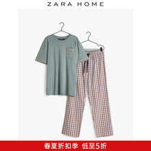 男睡衣套装 42438117999 格纹居家长裤 Home 薄款 春夏棉质短袖 Zara