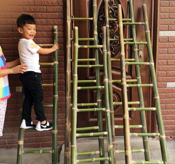 毛竹梯子幼儿园\/儿童竹爬梯玩具户外游戏梯子
