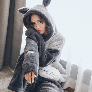 少女法兰绒连帽睡衣套装