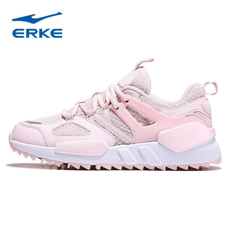 ERKE Genuine Casual Women's Shoes Sneakers Pink Mesh Breathable Spring and Autumn Student Anti slip Wear resistant Running Shoes