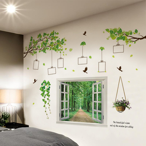 小清新墙贴温馨创意墙面装饰墙上客厅背景自粘卧室照片树贴纸贴画