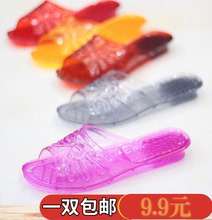 妈妈凉拖女士塑料平跟居家厚底防滑夏季洗澡浴室鞋 水晶胶拖鞋 包邮