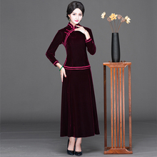 华族经典改良时尚唐装旗袍上衣秋金丝绒民国风中式汉服茶服女套装图片