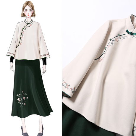 古装樱花汉服中国风女装冬唐装女套装两件套改良旗袍外套茶服上衣商品大图