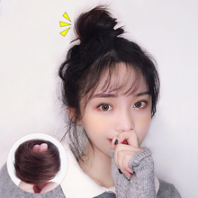 自然蓬松头饰半丸子头发圈花苞发髻 丸子头真发发包假发女盘发器