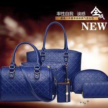 子母包六件套潮母子包菱格纹手提包单肩斜挎大包 女包2016秋冬新款