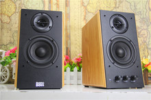 出口韩国2.0HIFI音箱电脑音响全木质书架有源低音炮2分频教学挂墙