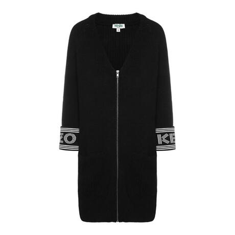 预售 KENZO/高田贤三 黑色拉链字母拼接V领女士秋冬针织开衫商品大图