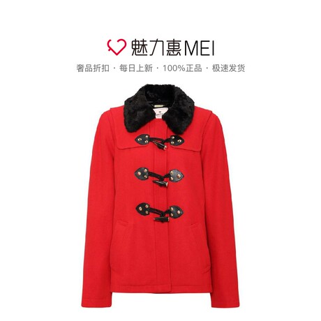 Juicy Couture 红色翻领牛角扣时尚短款女士长袖外套商品大图