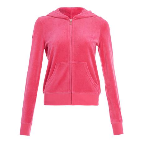 Juicy Couture 粉红色丝绒亮片LOGO女士连帽外套商品大图