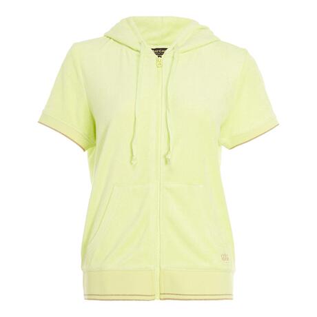 Juicy Couture 黄绿色螺纹下摆插袋女士短袖连帽外套商品大图