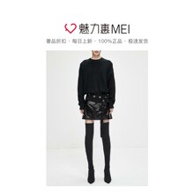 预售 Mo＆Co．/摩安珂 黑色漆皮拉链女士秋冬短款半身裙图片