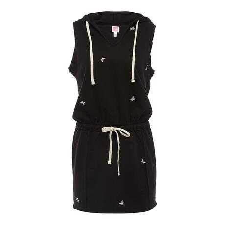 Juicy Couture 黑色简约蝴蝶饰连帽领无袖女士连衣裙商品大图