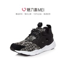 GT黑色拼接花纹系带女士跑步运动鞋 锐步 休闲鞋 FURYLITE Reebok