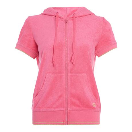 Juicy Couture 粉红色螺纹下摆插袋女士短袖连帽外套商品大图