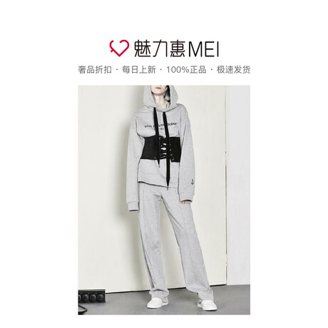 预售 Mo＆Co．/摩安珂 中花灰色字母印花时尚连帽女士秋冬卫衣商品大图