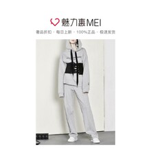 预售 Mo＆Co．/摩安珂 中花灰色字母印花时尚连帽女士秋冬卫衣图片