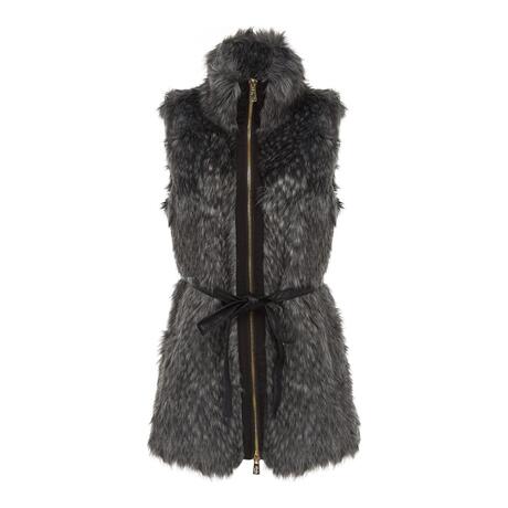 Juicy Couture 深灰色毛绒拼接立领无袖拉链女士外套商品大图
