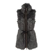 Juicy Couture 深灰色毛绒拼接立领无袖拉链女士外套图片