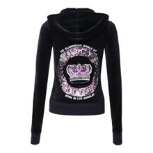Juicy Couture 藏蓝色亮片图案是女士连帽外套图片