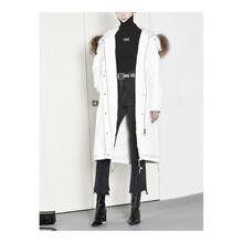 预售 Mo＆Co．/摩安珂 本白色貂毛连帽女士羽绒服图片