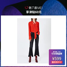 预售 Mo&Co. 红色绑带装饰女士衬衫图片