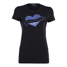 EMPORIO ARMANI 蓝黑色蓝心型亮片绣圆领女士短袖T恤图片