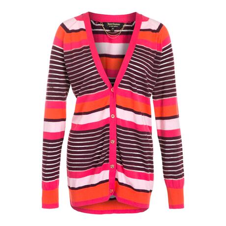 Juicy Couture 红粉拼色条纹深V开衫商品大图
