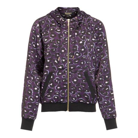Juicy Couture 深紫色花朵印花连帽拉链外套商品大图