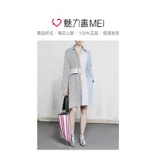 预售 Mo&Co. 拼色条纹拼接长袖连衣裙图片