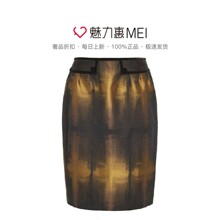 预售 Ports/宝姿 棕色简约印花包臀女士半身裙中长裙秋冬图片