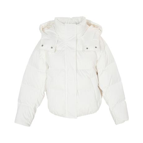 预售 Mo＆Co．/摩安珂 米白色立领带帽羽绒服商品大图